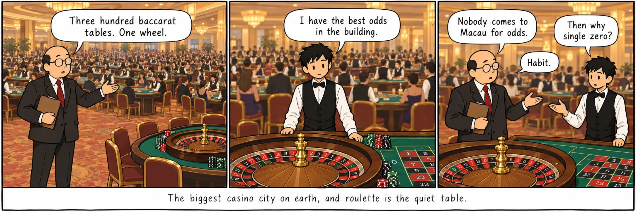 Die größte Casinostadt der Erde, und das Roulette ist der stille Tisch.