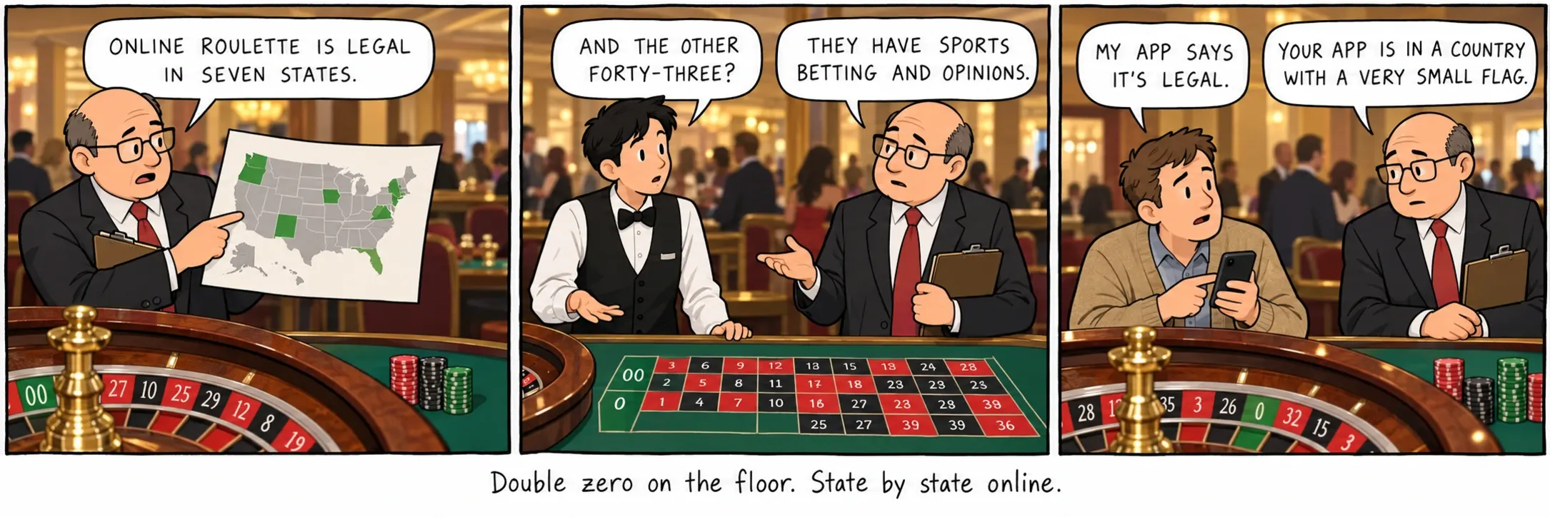 Doppelzero auf der Spielfläche. Online Bundesstaat für Bundesstaat.