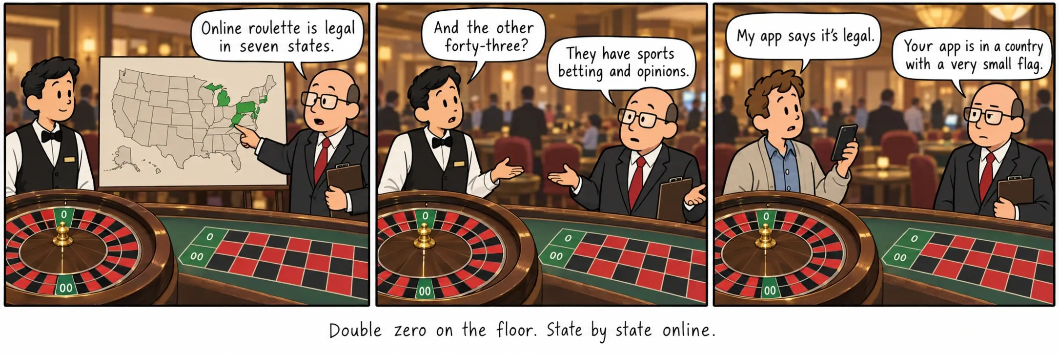 Doppelzero auf der Spielfläche. Online Bundesstaat für Bundesstaat.