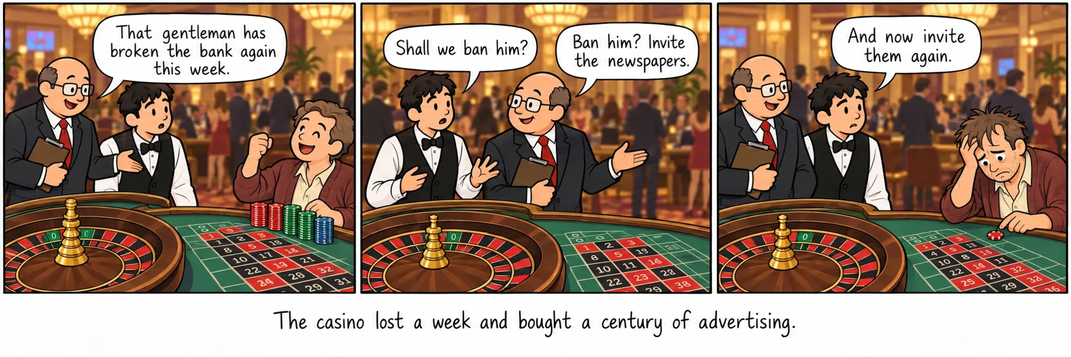 Das Casino verlor eine Woche und kaufte ein Jahrhundert Werbung.